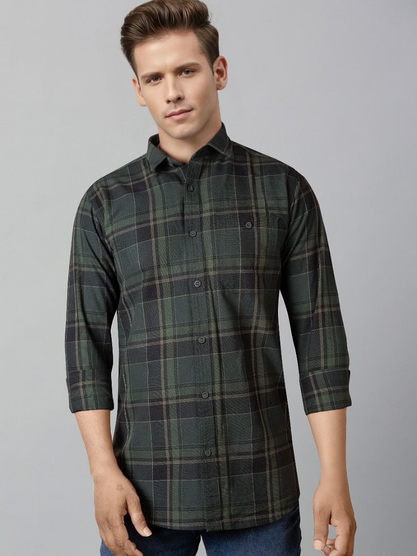 Authenzaa Men Casual Shirt SFCS146 Green Chex 