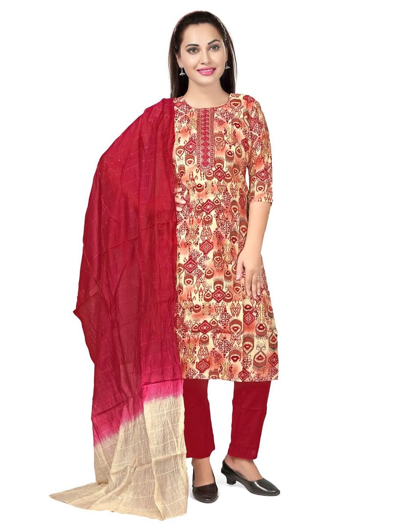 Authenzaa Women 3Pcs Kurti Set KPKS010 Multi 