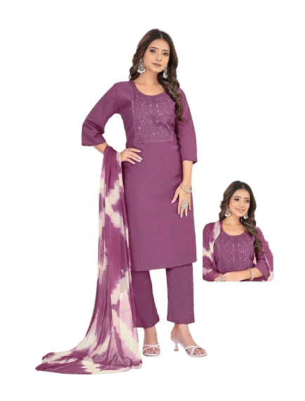 Authenzaa Women 3pcs Kurti SMCKS010 Onion Pink 