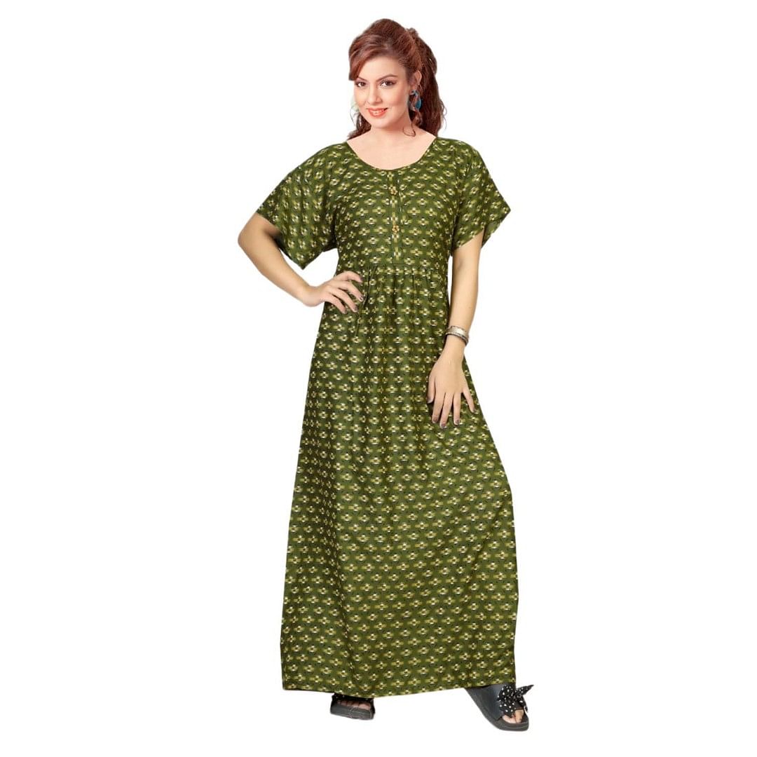 Authenzaa Women Nighty SMWN033 Olive 