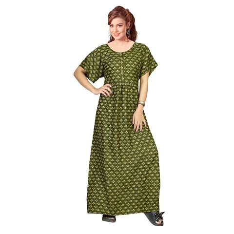 Authenzaa Women Nighty SMWN033 Olive 