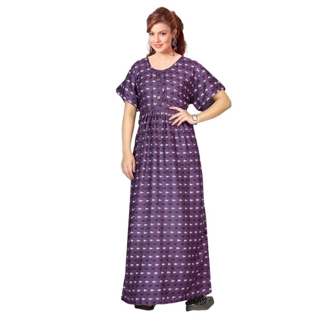 Authenzaa Women Nighty SMWN033 Purple 