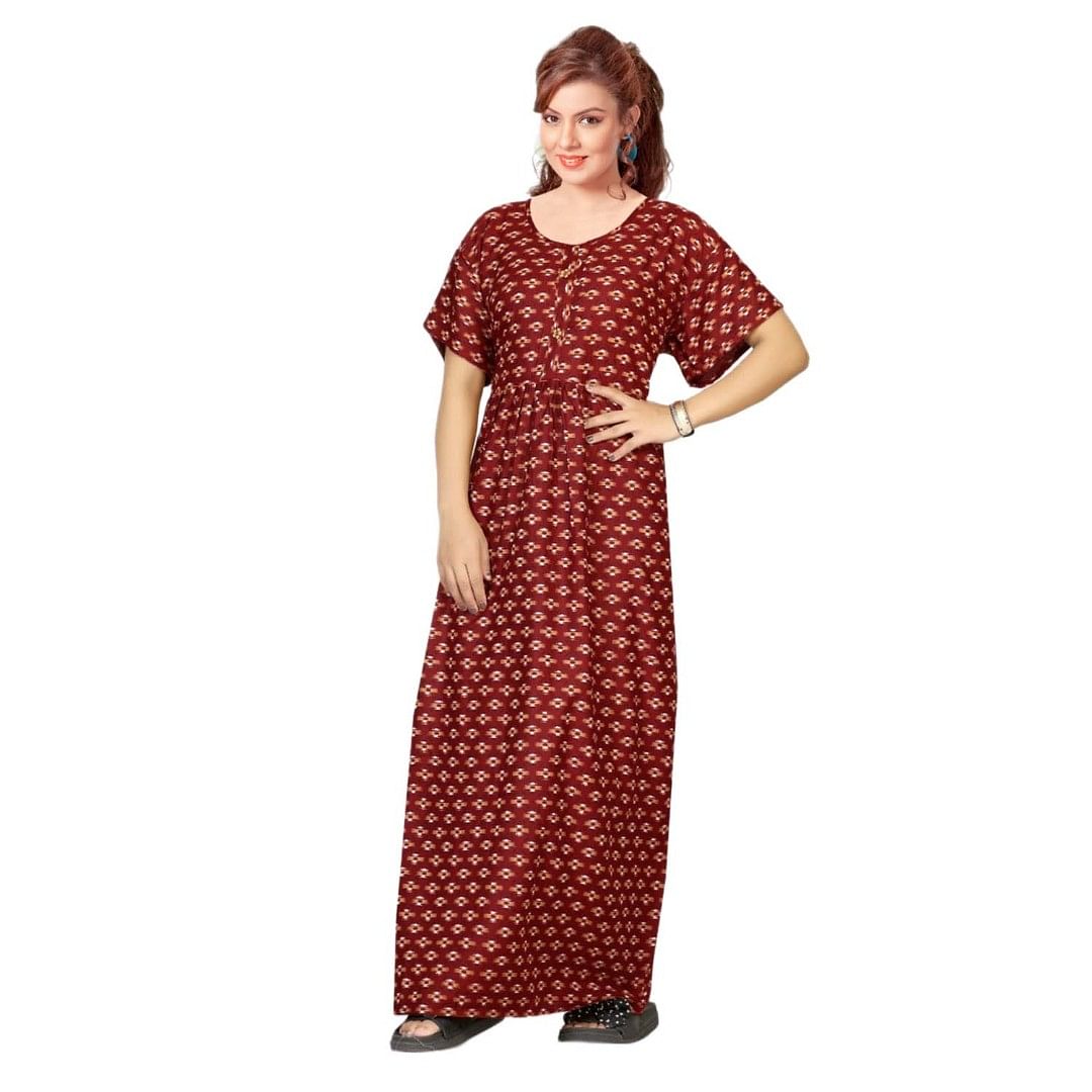 Authenzaa Women Nighty SMWN033 Red 