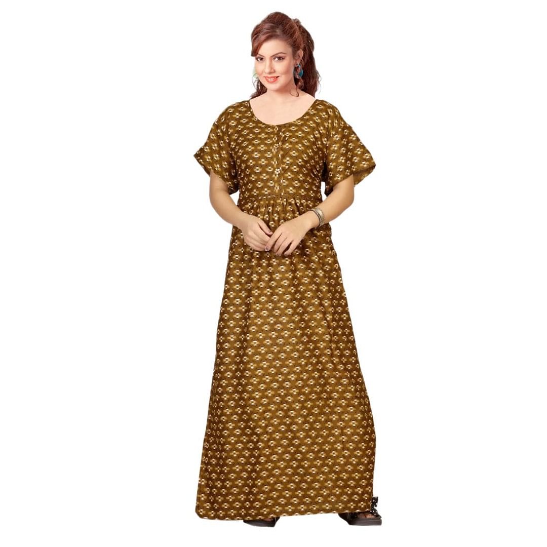 Authenzaa Women Nighty SMWN033 Brown 