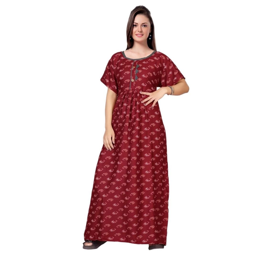 Authenzaa Women Nighty SMWN034 Maroon 