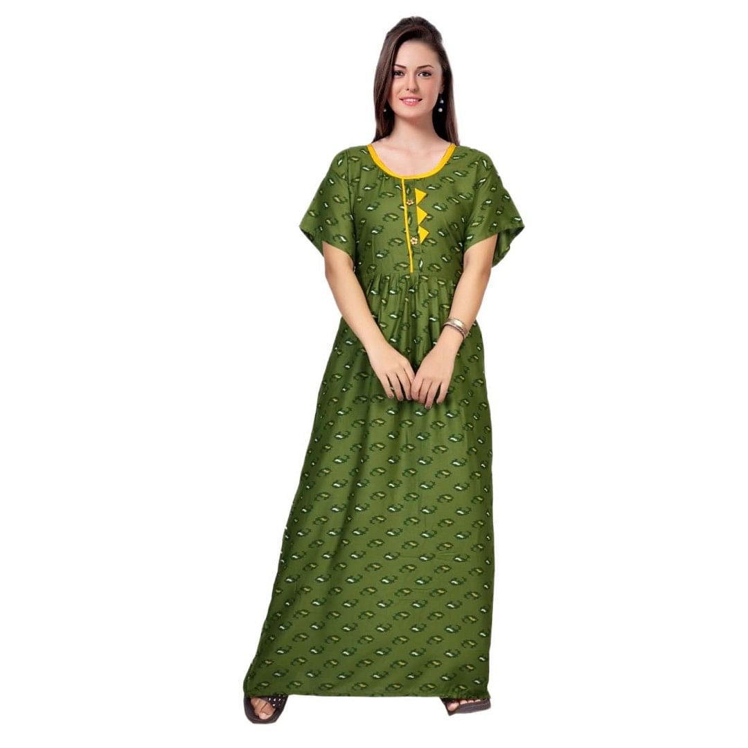 Authenzaa Women Nighty SMWN034 Olive 