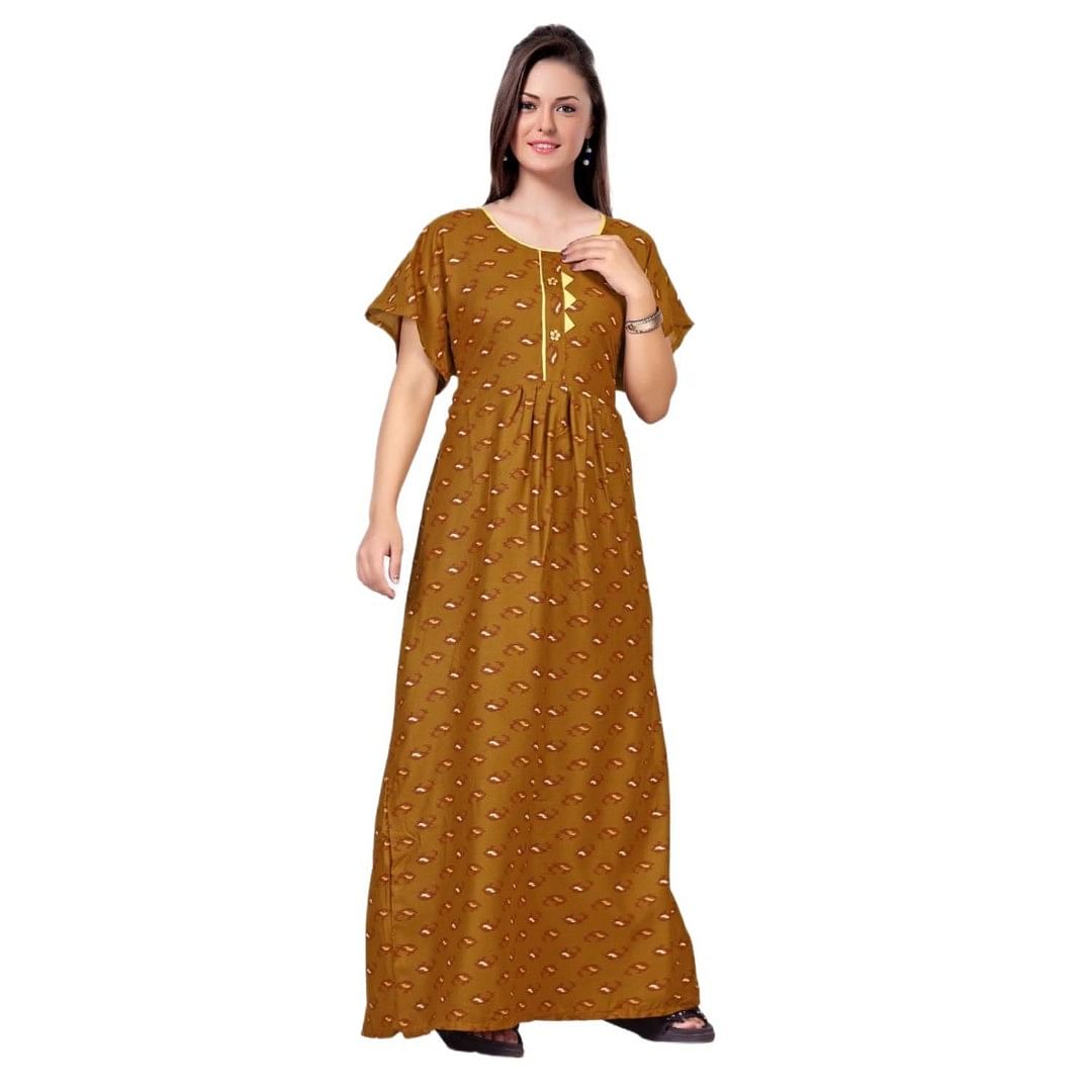 Authenzaa Women Nighty SMWN034 Brown 