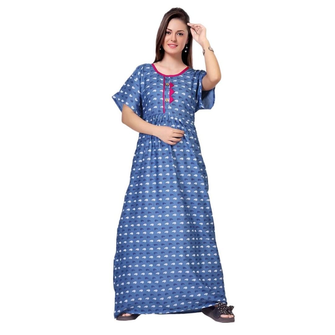 Authenzaa Women Nighty SMWN034 Blue 