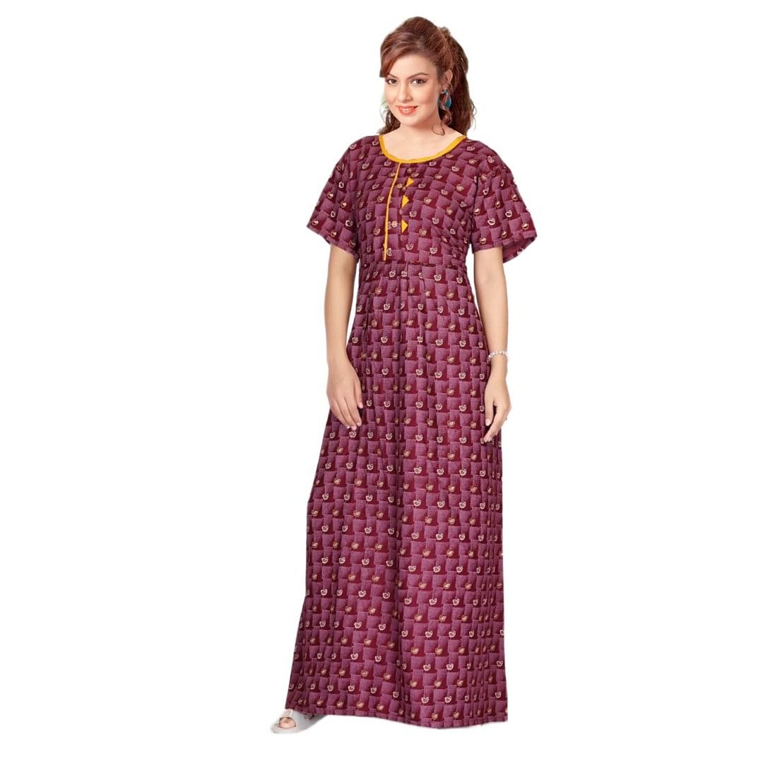 Authenzaa Women Nighty SMWN035 Maroon 