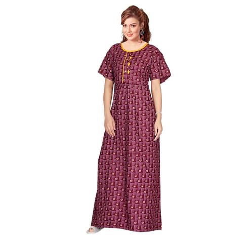 Authenzaa Women Nighty SMWN035 Maroon 