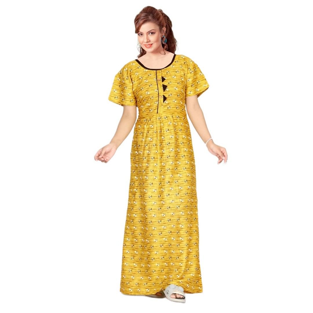 Authenzaa Women Nighty SMWN035 Mustard 