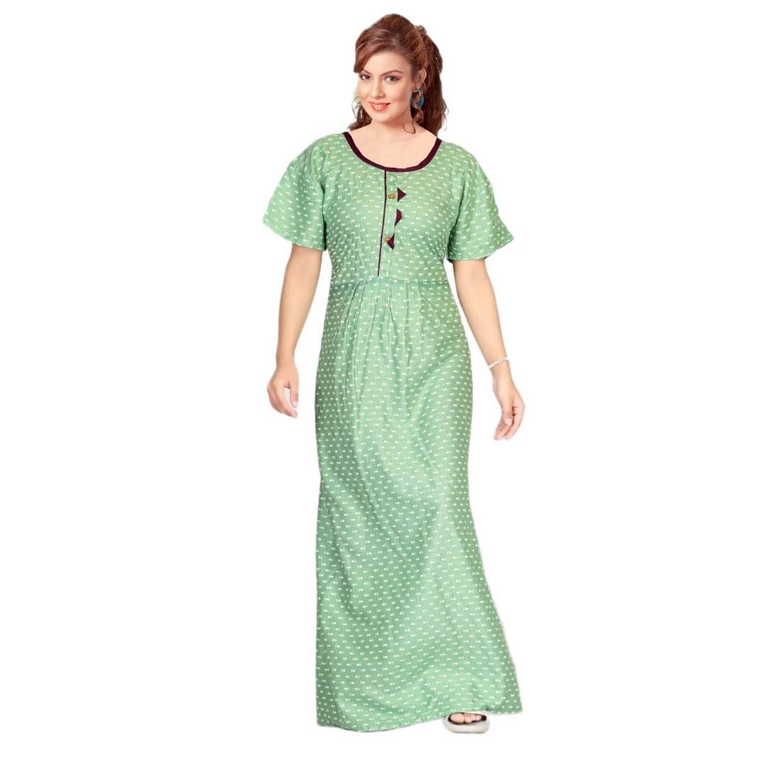 Authenzaa Women Nighty SMWN035 Olive 