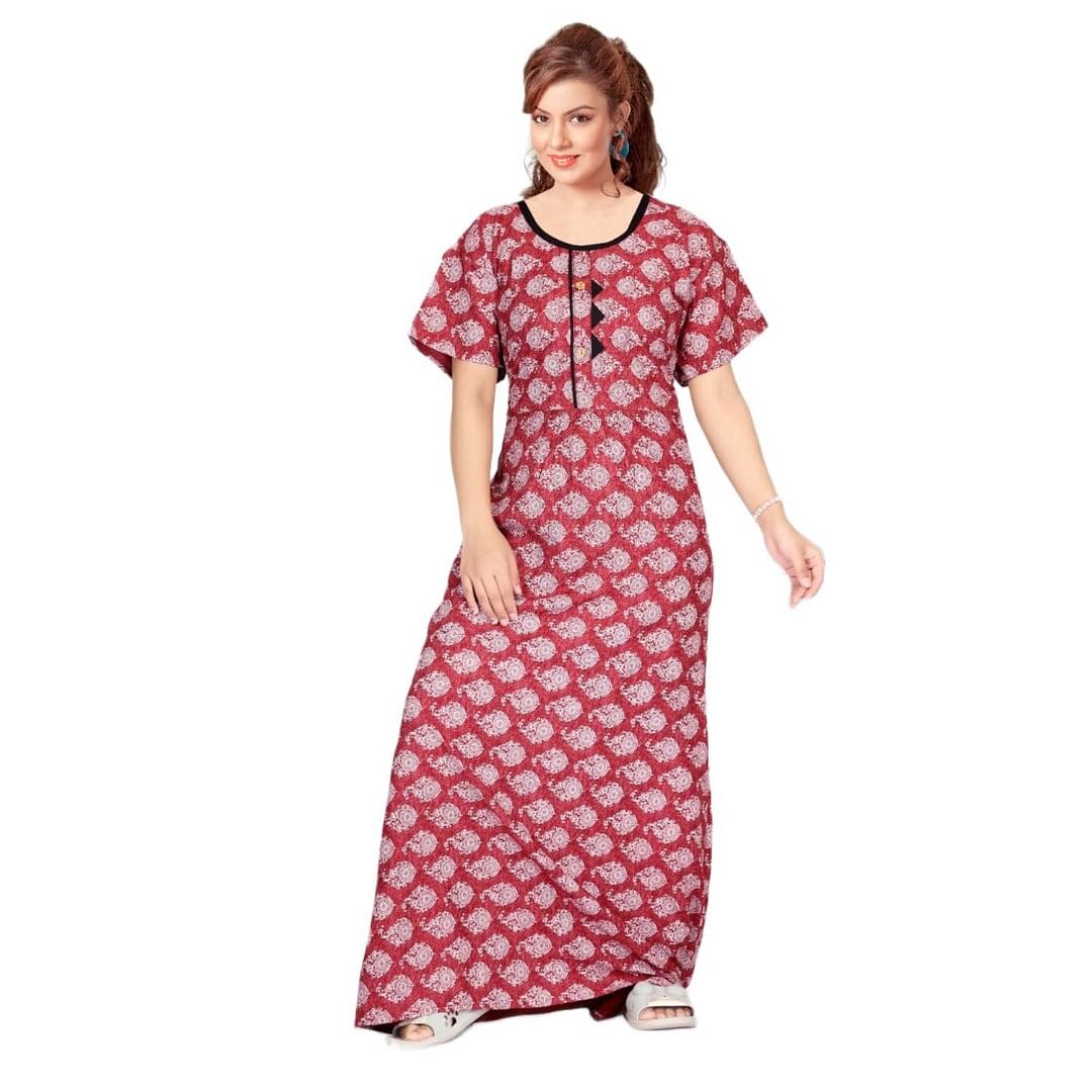 Authenzaa Women Nighty SMWN035 Red 
