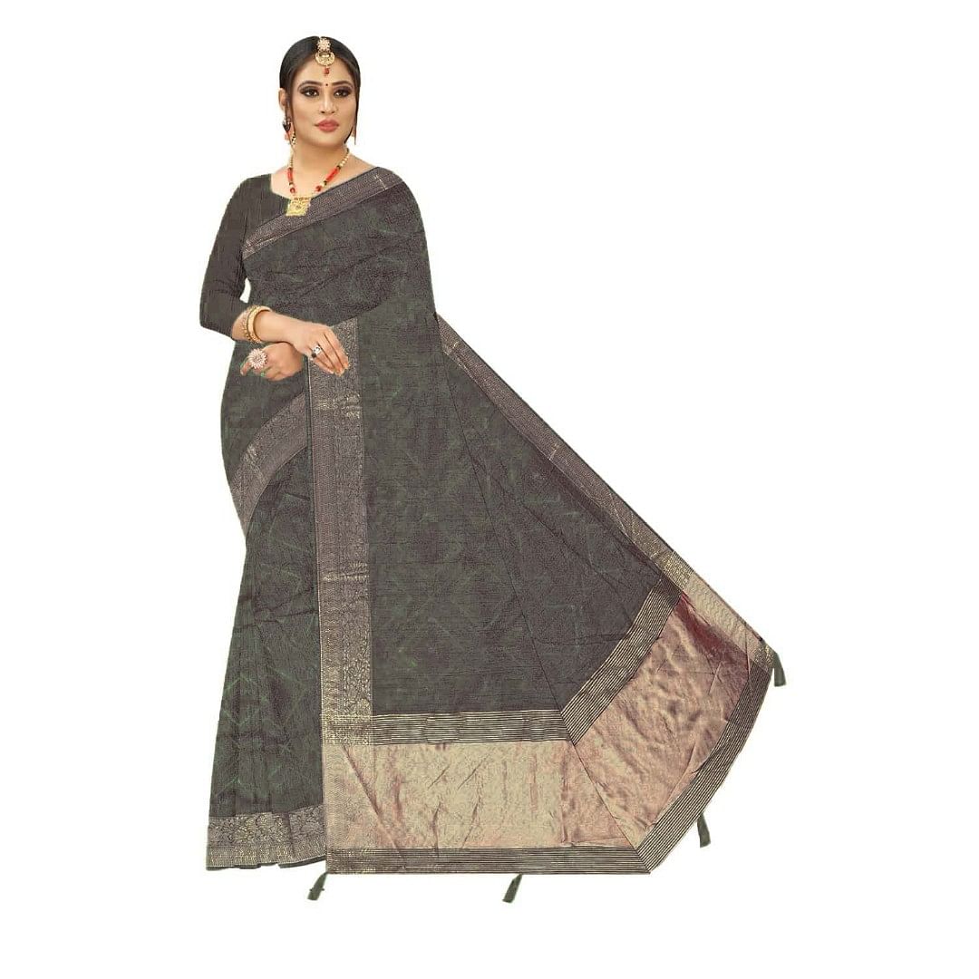 Authenzaa Women Saree ASWS115 Mehandi 