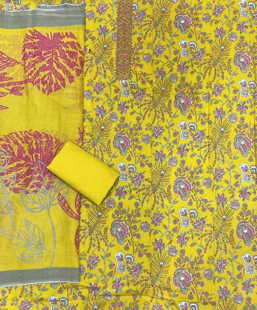 Authenzaa Women Kurti Dress Material GDWDM001 Yellow 