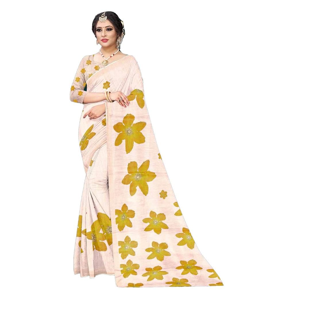 Authenzaa Women Saree ASWS129 Mustard 