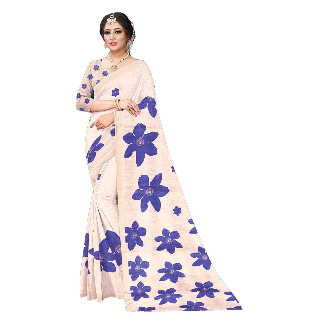 Authenzaa Women Saree ASWS129 Blue 