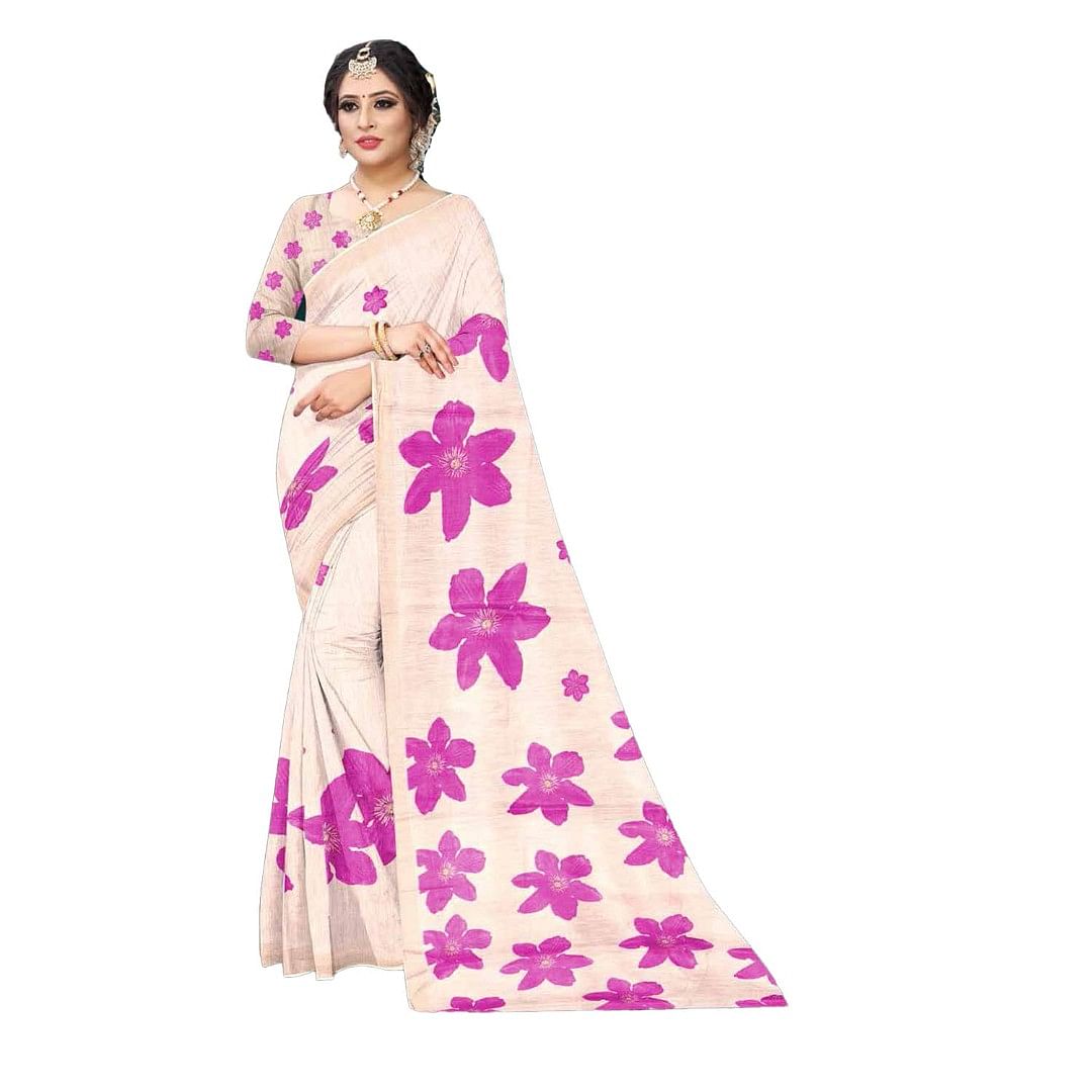 Authenzaa Women Saree ASWS129 Pink 