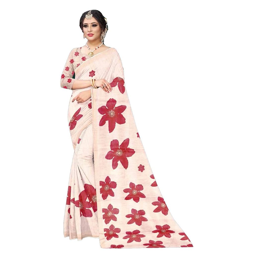 Authenzaa Women Saree ASWS129 Peach 