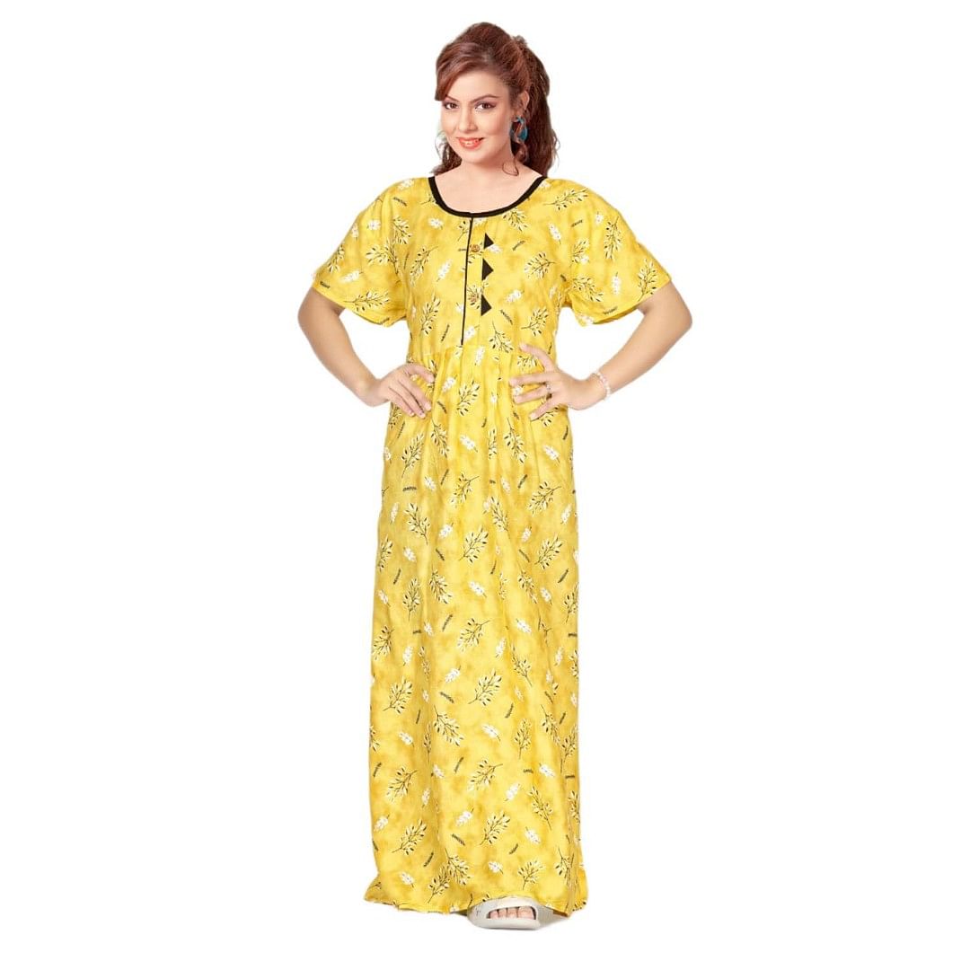 Authenzaa Women Nighty SMWN035 Yellow 