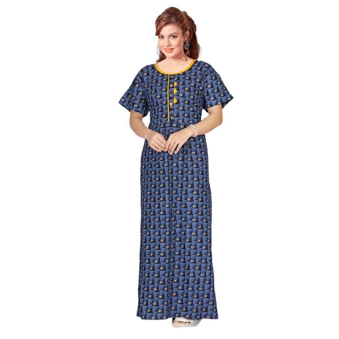 Authenzaa Women Nighty SMWN035 Navy 