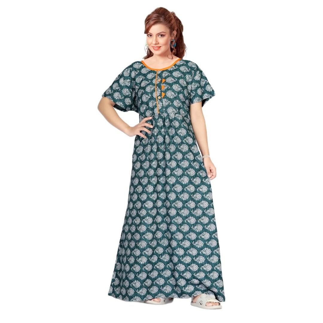 Authenzaa Women Nighty SMWN035 Dark Green 