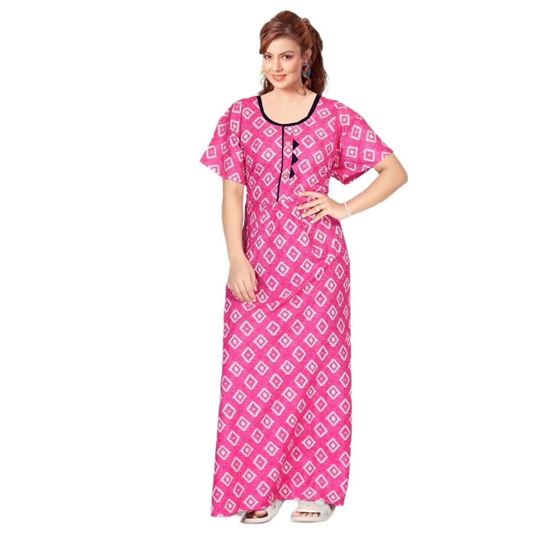 Authenzaa Women Nighty SMWN035 Dark Pink 