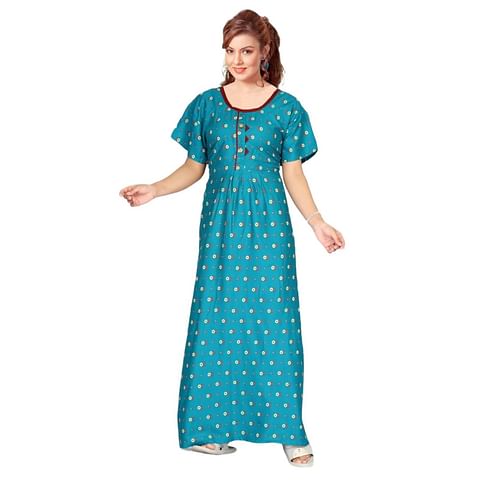 Authenzaa Women Nighty SMWN035 Sky Blue 