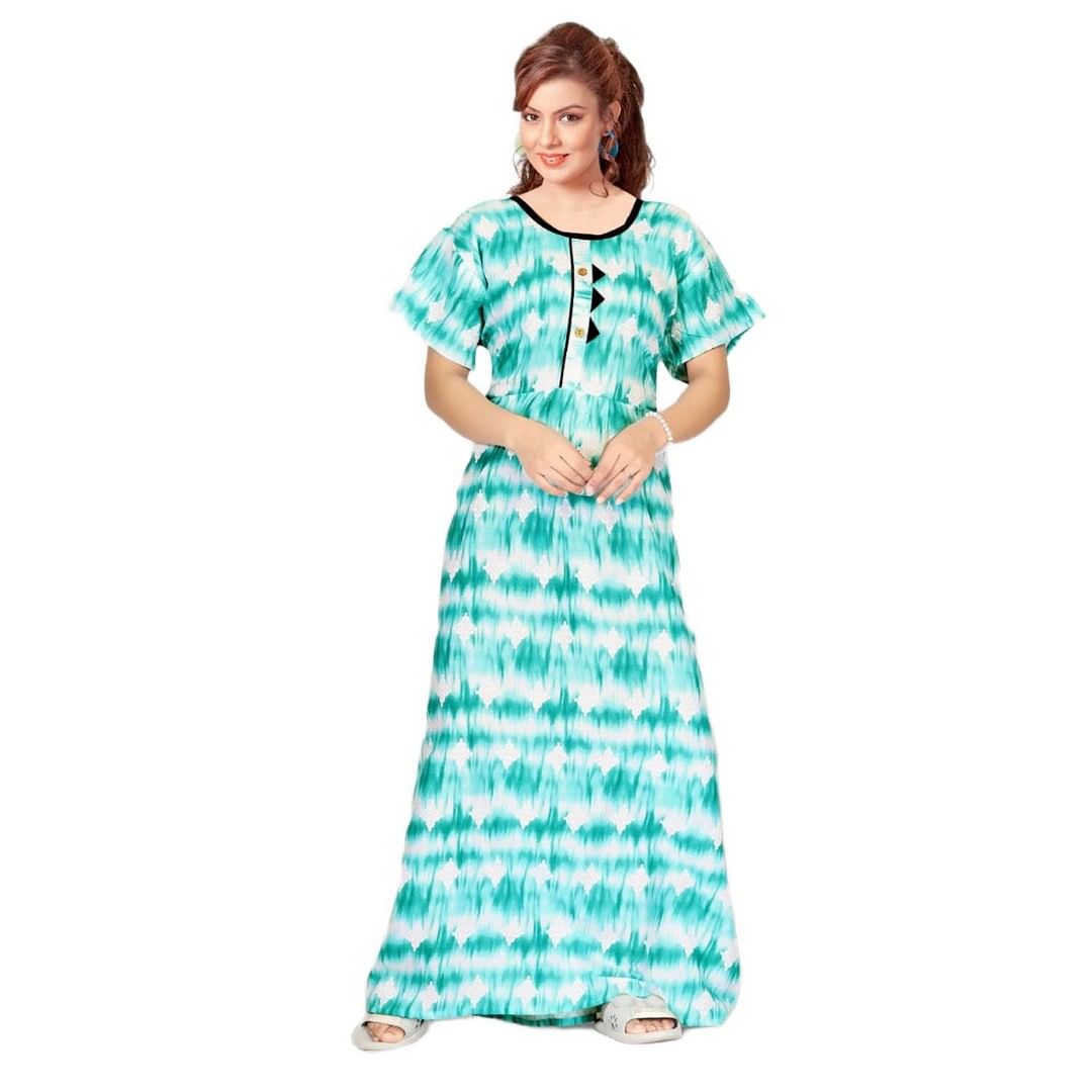 Authenzaa Women Nighty SMWN035 Aqua 