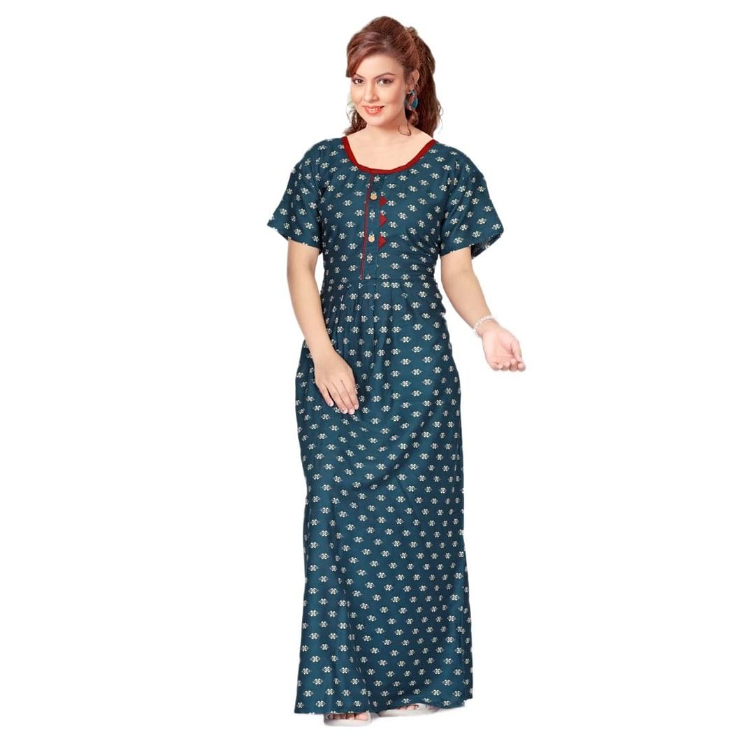Authenzaa Women Nighty SMWN035 Turqoise 