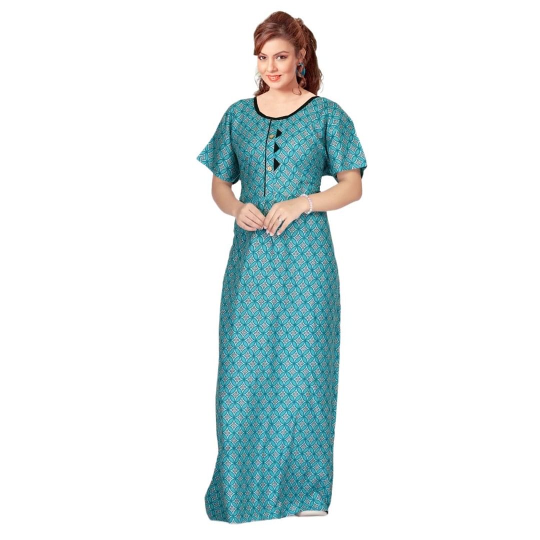 Authenzaa Women Nighty SMWN035 Light Aqua 
