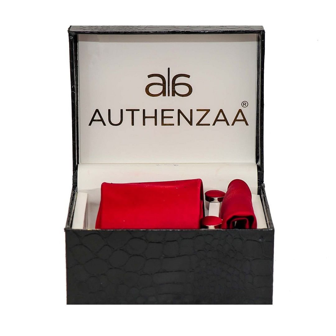 Authenzaa LEAGUE TIE & CUFFLINKS FR-LT2010, Red