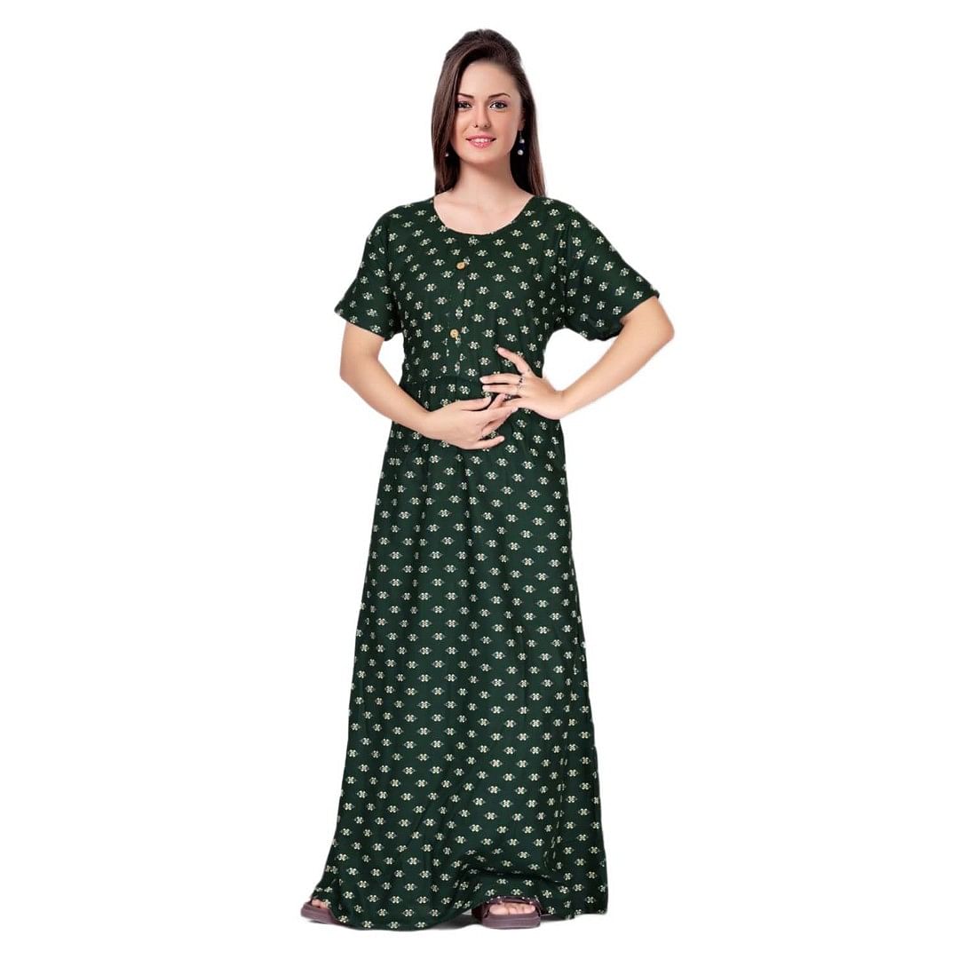 Authenzaa Women Nighty SMWN036 Dark Green 