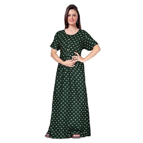 Authenzaa Women Nighty SMWN036 Dark Green 