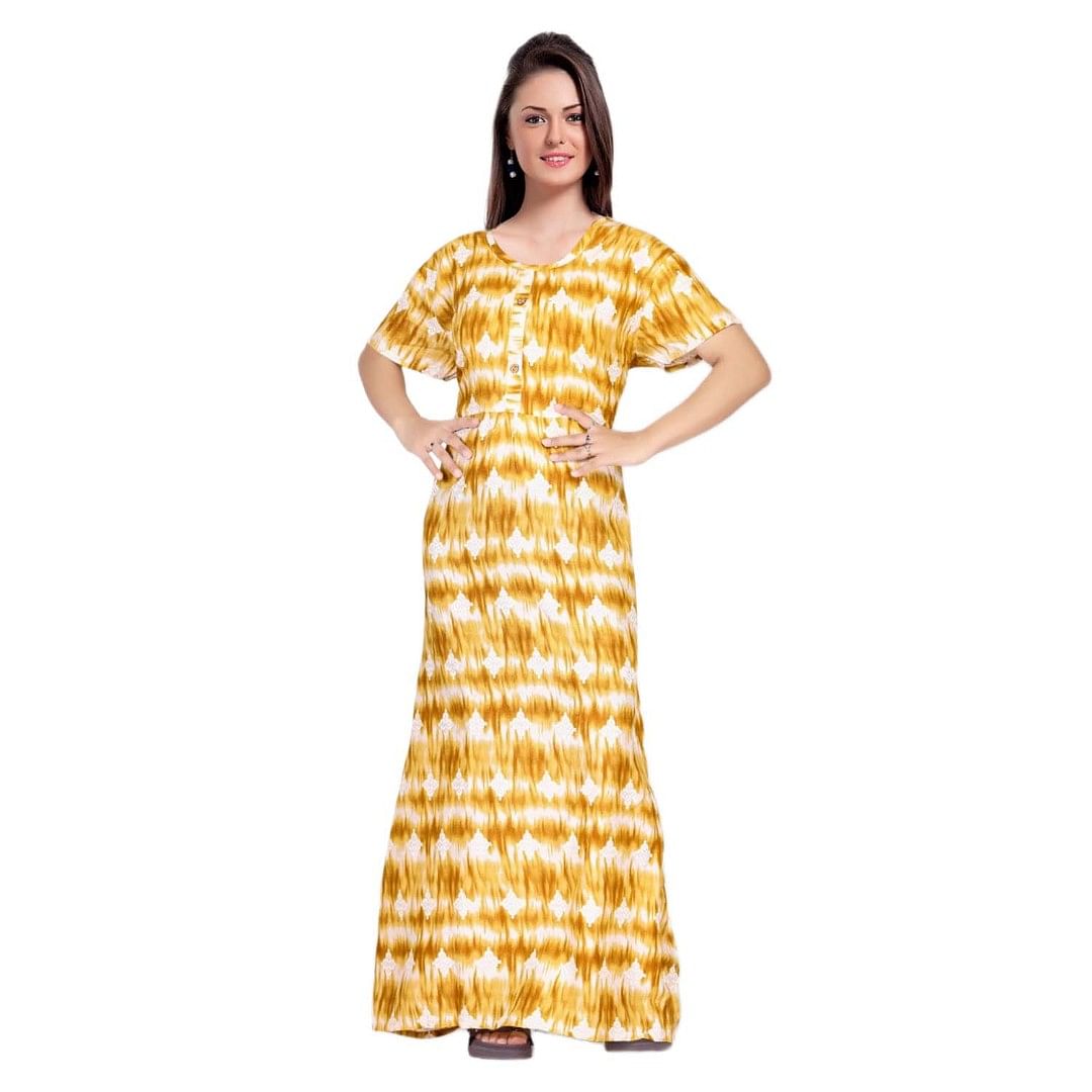 Authenzaa Women Nighty SMWN036 Yellow 