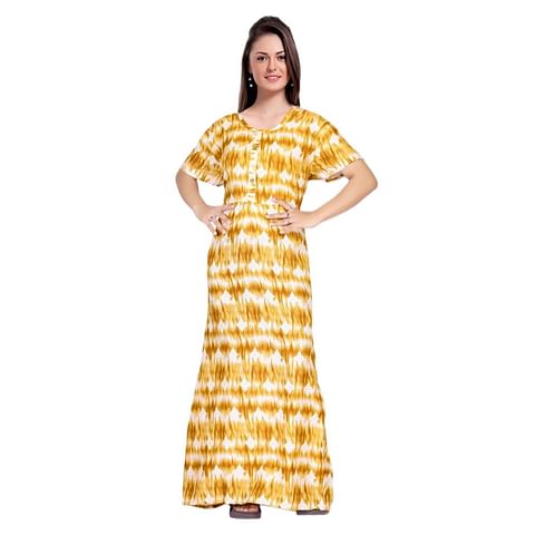 Authenzaa Women Nighty SMWN036 Yellow 
