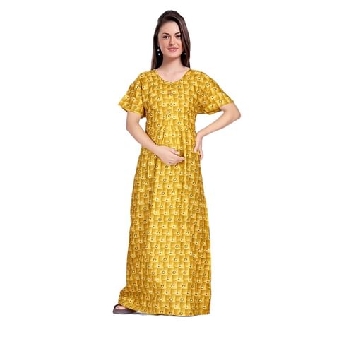 Authenzaa Women Nighty SMWN036 Mustard 