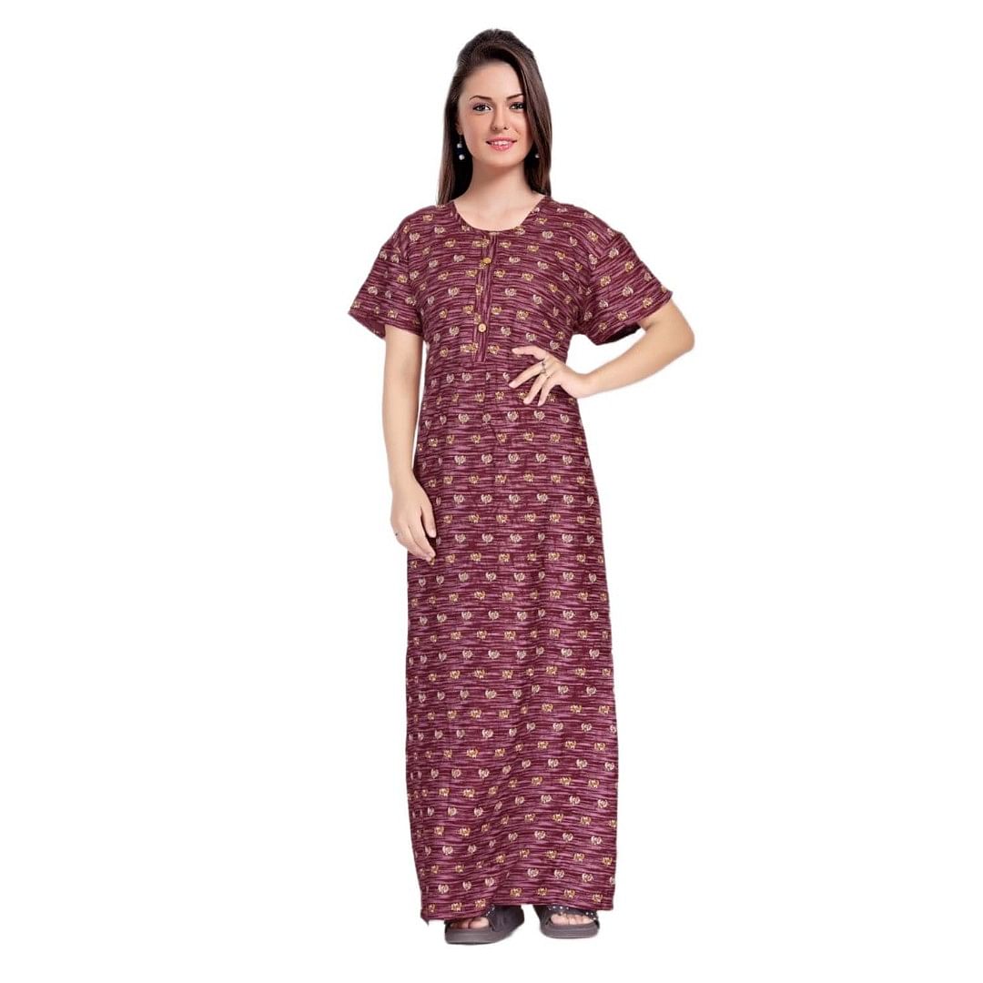 Authenzaa Women Nighty SMWN036 Wine 