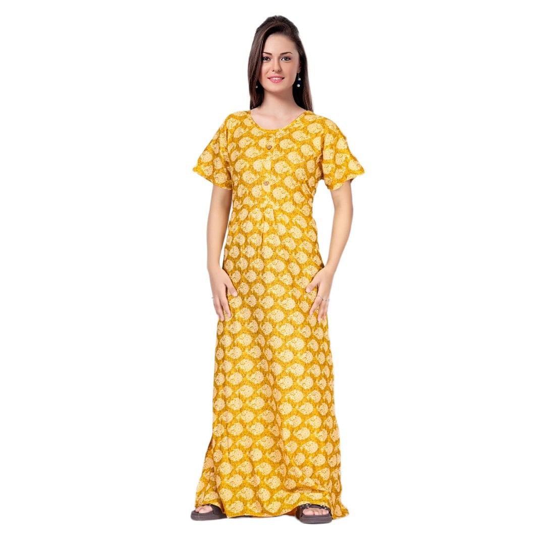Authenzaa Women Nighty SMWN037 Yellow 