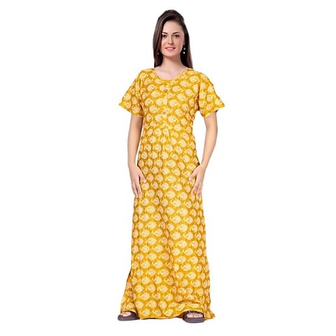 Authenzaa Women Nighty SMWN037 Yellow 