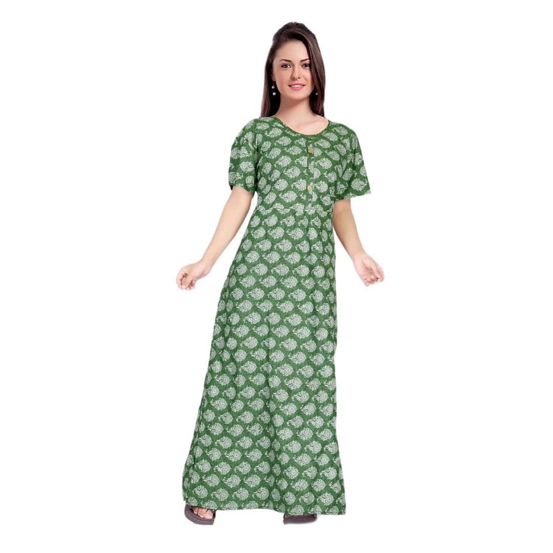 Authenzaa Women Nighty SMWN037 Olive 