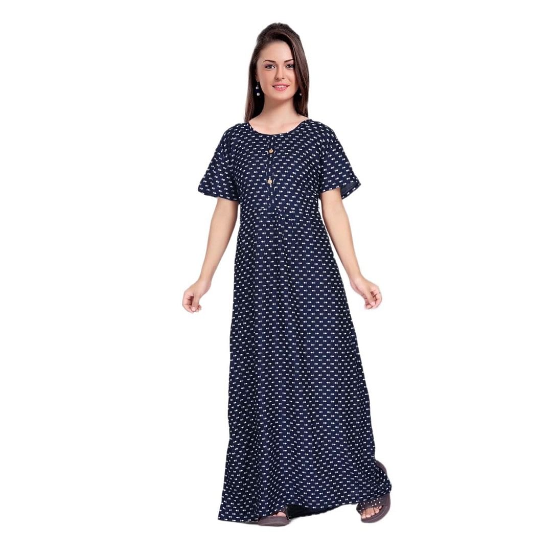 Authenzaa Women Nighty SMWN037 Navy 