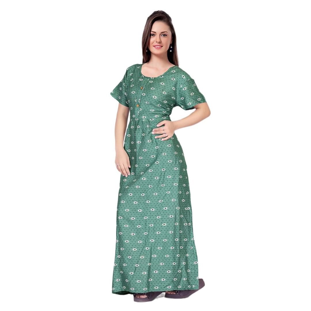 Authenzaa Women Nighty SMWN038 Light Green 