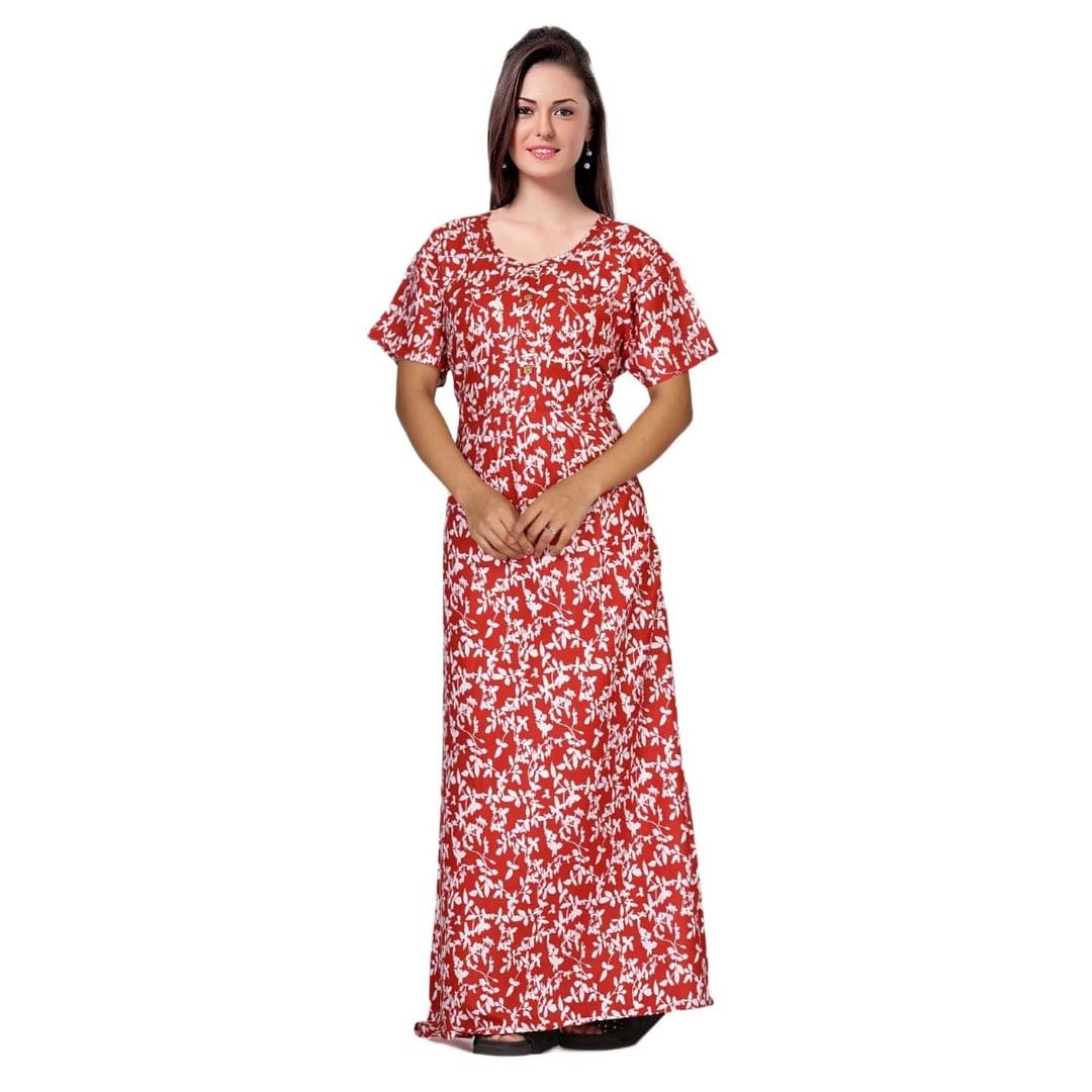 Authenzaa Women Nighty SMWN038 Red 