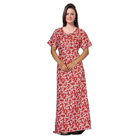 Authenzaa Women Nighty SMWN038 Red 