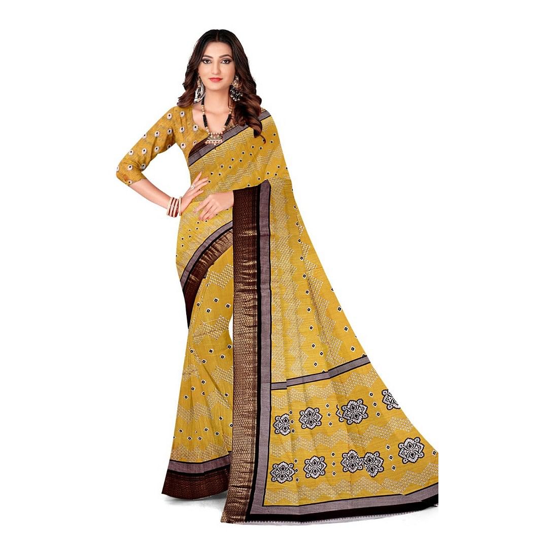 Authenzaa Women Saree ASWS130 Mustard 