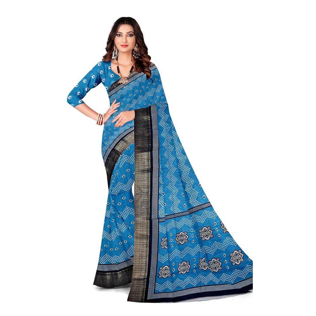 Authenzaa Women Saree ASWS130 Sky 