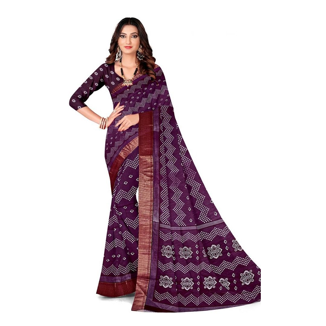 Authenzaa Women Saree ASWS130 Wine 