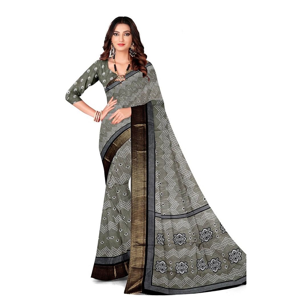 Authenzaa Women Saree ASWS130 Grey 