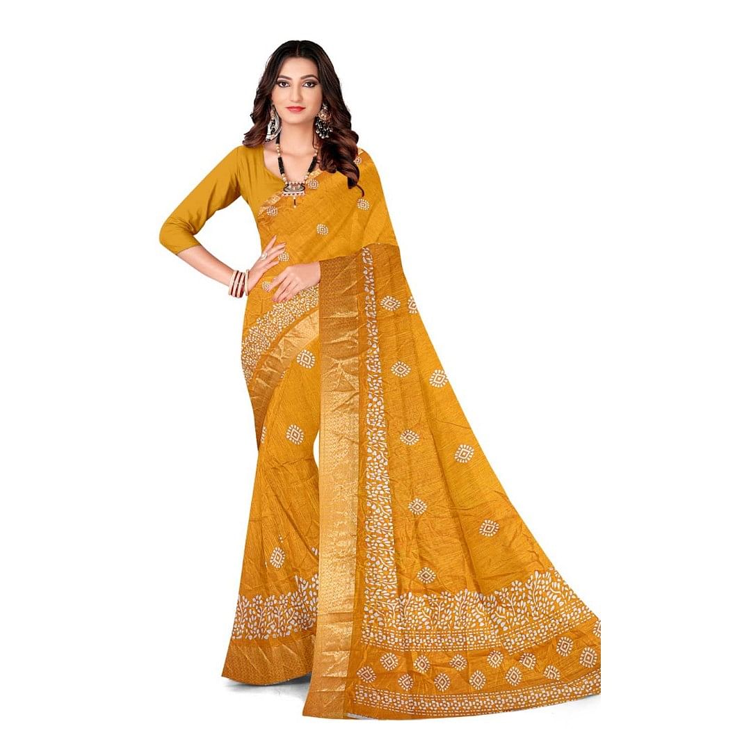 Authenzaa Women Saree ASWS131 Yellow 